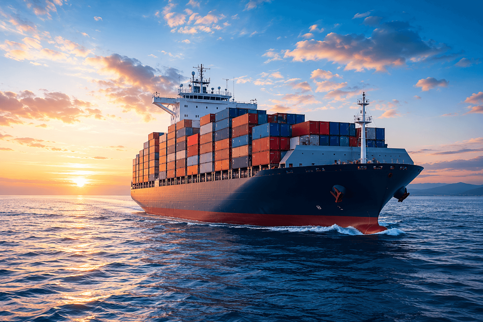 Cargo ship at ocean